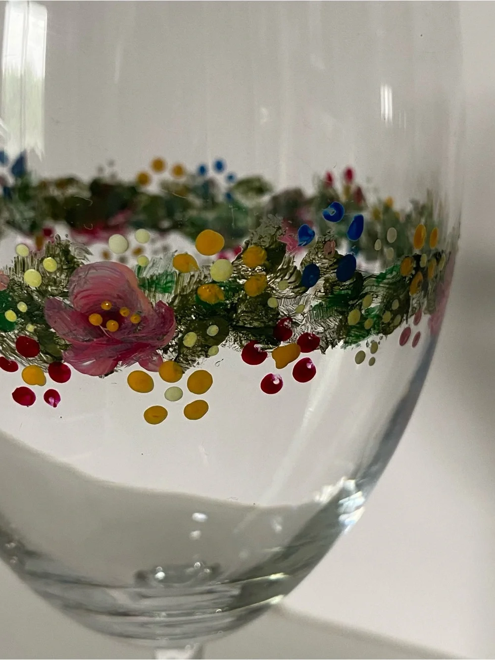 Hand Painted Wine Glasses Set of 2 Floral Flowers Garden Wedding 7” Glass Color